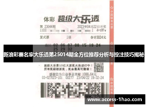 新浪彩票名家大乐透第25014期全方位推荐分析与投注技巧揭秘